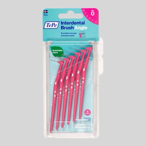 Угловые межзубные ёршики TePe Interdental Brush Angle, размер О (0,4 Mm) 6 шт