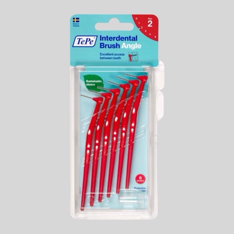 Угловые межзубные ёршики TePe Interdental Brush Angle, размер 2 (0,5 мм) 6 шт