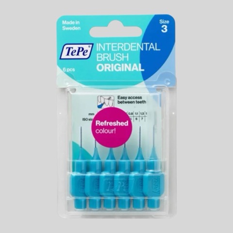 Межзубные ёршики TePe Interdental Brush Original, размер 3 (0,6МM), 6 шт голубые